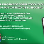 Nuevo canal de WhatsApp del Ayuntamiento de San Lorenzo de El Escorial